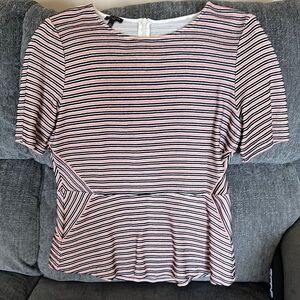 Talbots Pink and Black  Sleeve Peplum Blouse